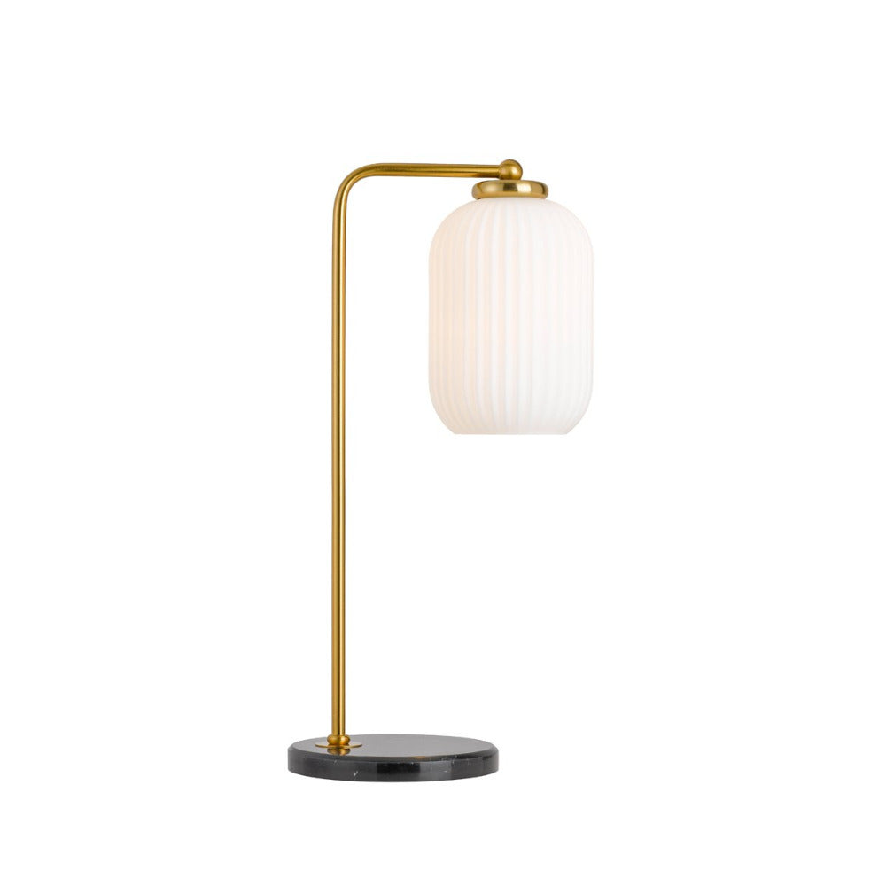 Buy Table Lamps Australia Lark 1 Light Table Lamp Black Marble, Antique Gold & Opal - LARK TL-AG+OP