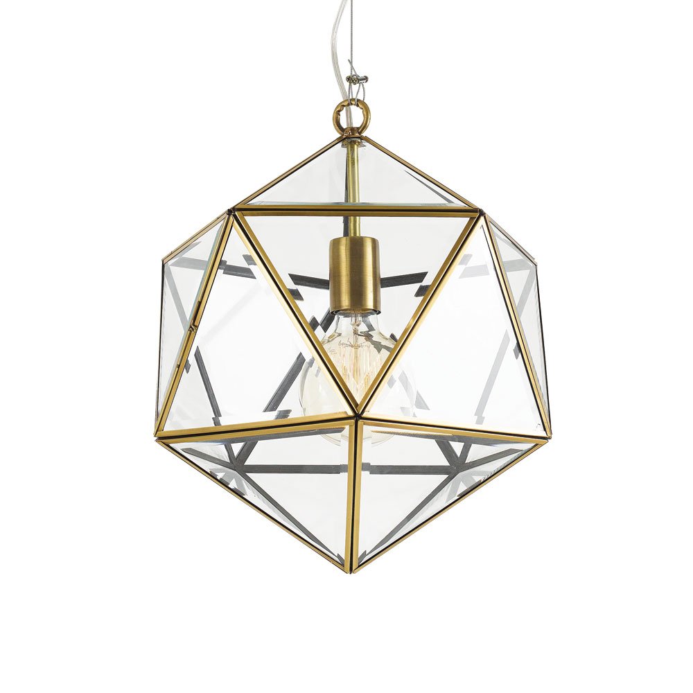 Buy Pendant Lights Australia Lazlo 1 Light Pendant 300mm Antique Brass & Clear - LAZLO PE30-AB