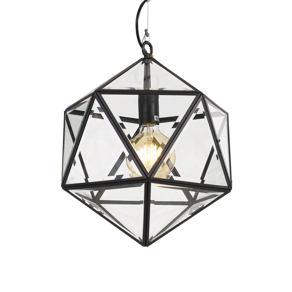 Buy Pendant Lights Australia Lazlo 1 Light Pendant 300mm Black & Clear - LAZLO PE30-BK