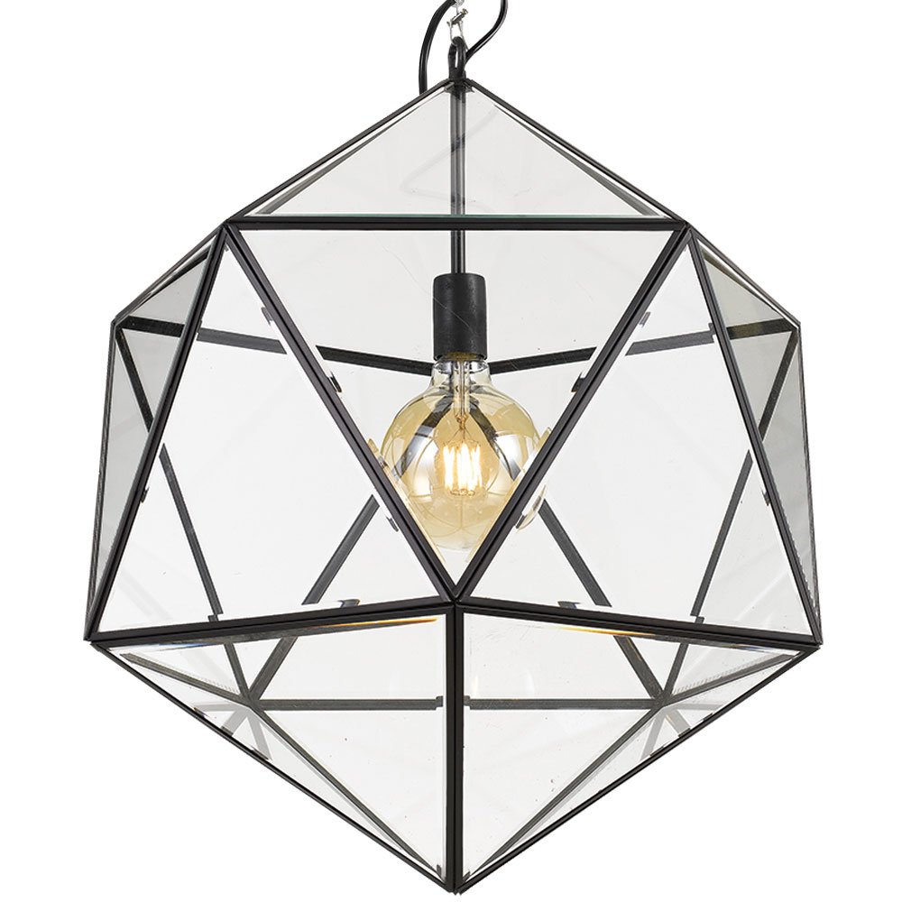 Buy Pendant Lights Australia Lazlo 1 Light Pendant 500mm Black & Clear - LAZLO PE50-BK