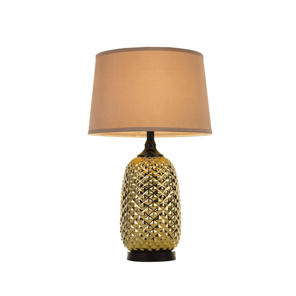 Morton 1 Light Table Lamp Black, Gold & Cream - MORTON TL-GD+CRM