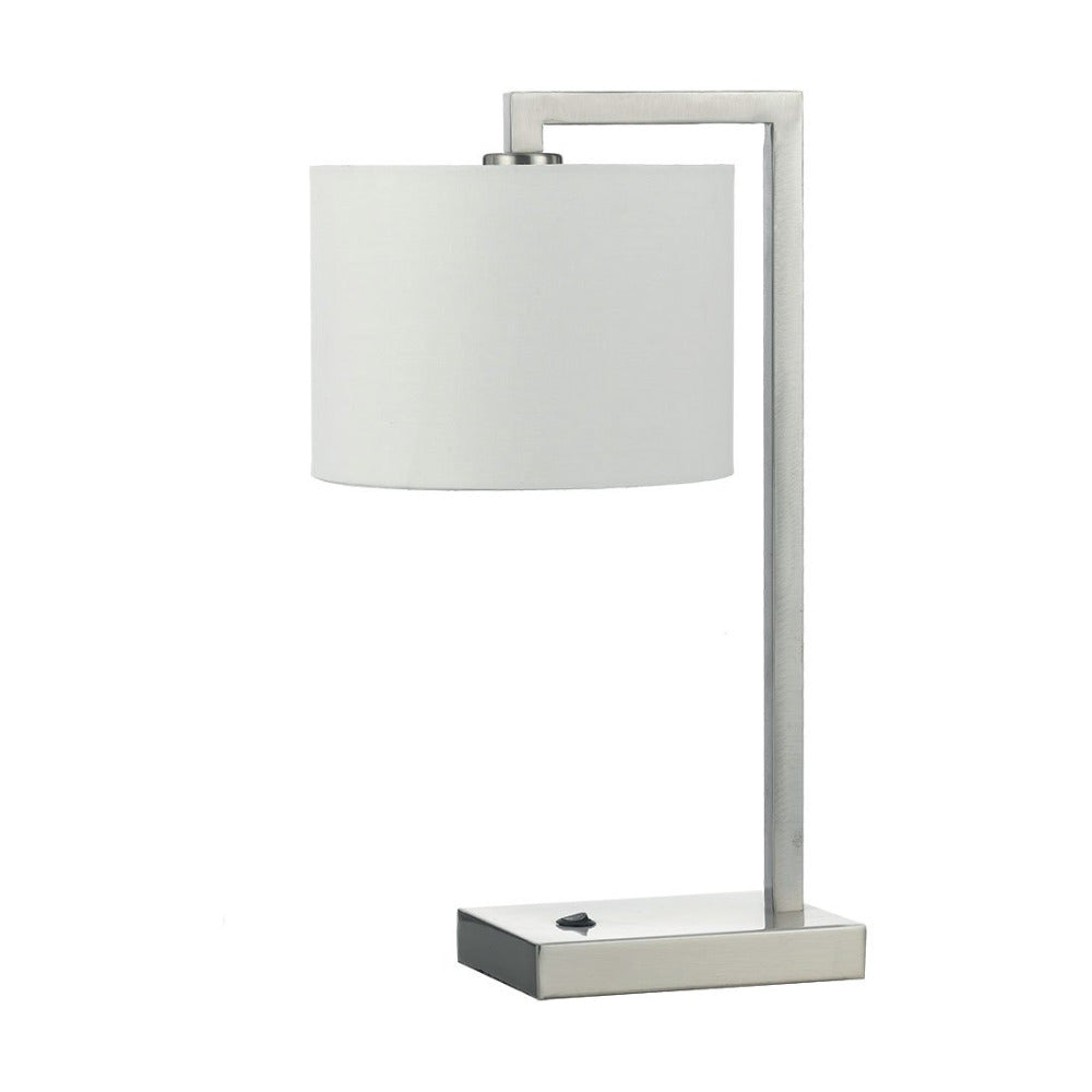 Buy Table Lamps Australia Sala 1 Light Table Lamp Nickel & White - SALA TL-NK+WH