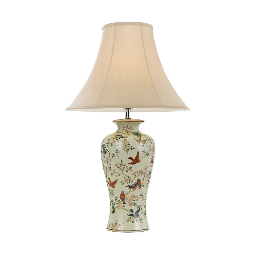 Buy Table Lamps Australia Shibo 1 Light Table Lamp 400mm Bird, Floral & Cream - SHIBO TL-FLW+CR