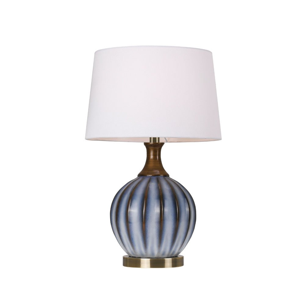 Buy Table Lamps Australia Yoni 1 Light Table Lamp Antique Brass & White - YONI TL-AB+WH