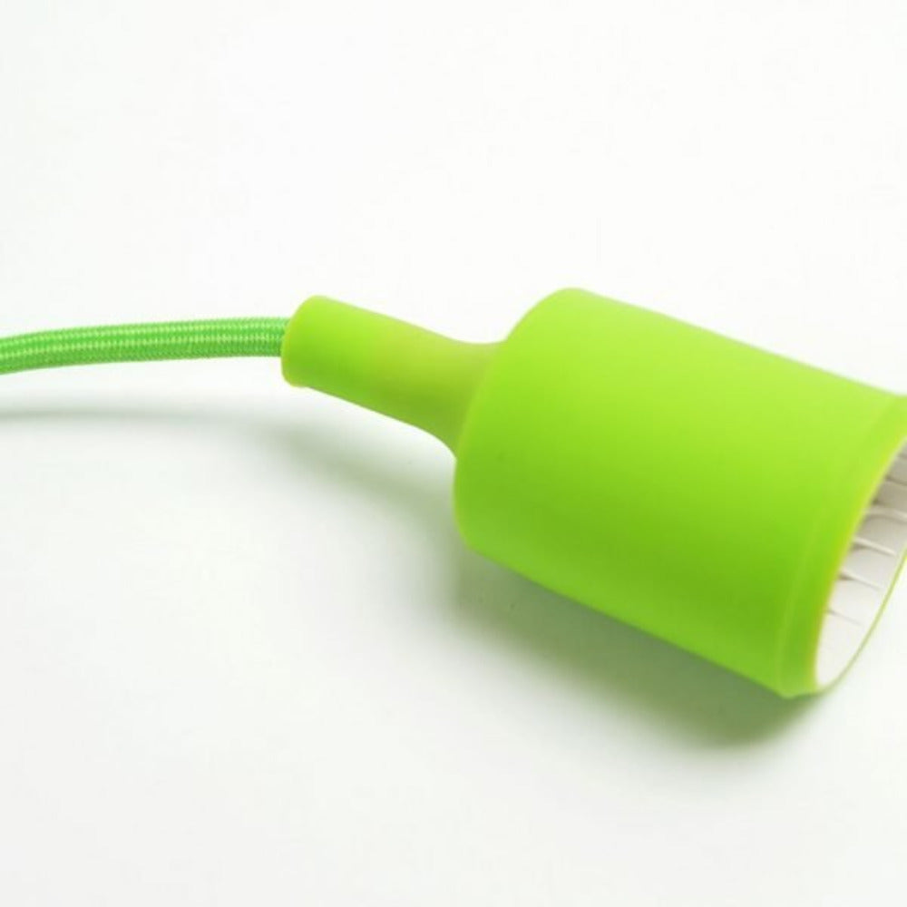 Polly Silicone Pendant with Fabric Cable - Green Cable - LL002PL011G