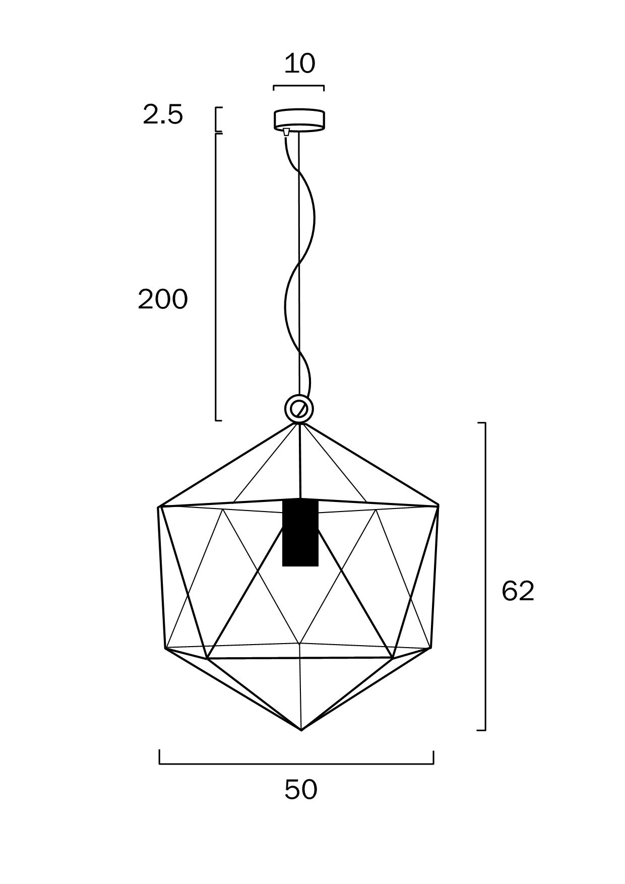 Buy Pendant Lights Australia Lazlo 1 Light Pendant 500mm Black & Clear - LAZLO PE50-BK