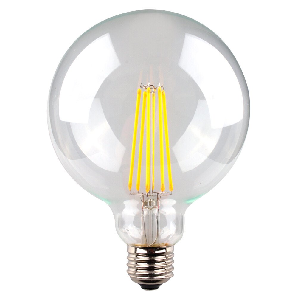 Buy LED Filament Globes Australia LG125 LED Filament Globe 240V 8W ES Clear Glass 5000K - LG125/50E27D/C