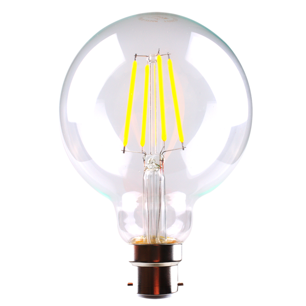 LG95 LED Filament Globe 240V 6W BC Clear Glass 5000K - LG95/50B22D/C