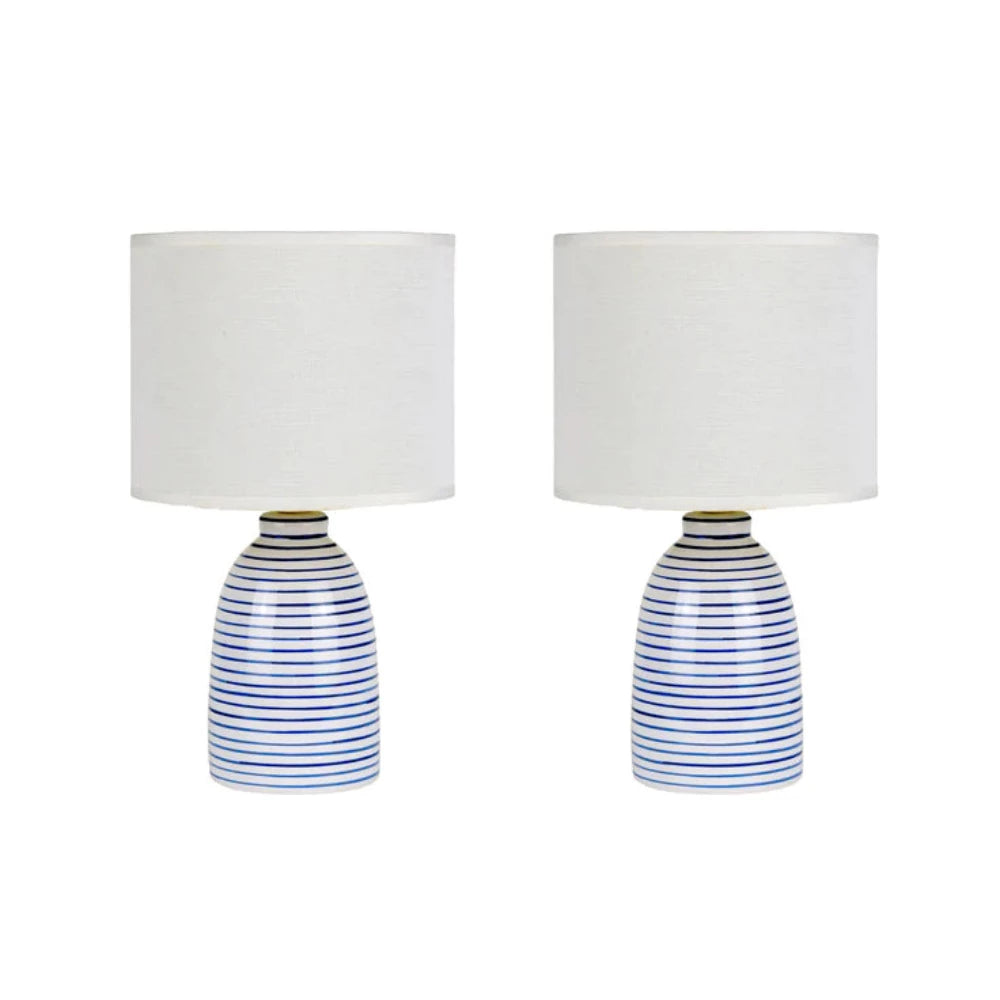 Agapan Set Of 2 Table Lamp Blue Ceramic - LL-14-0249