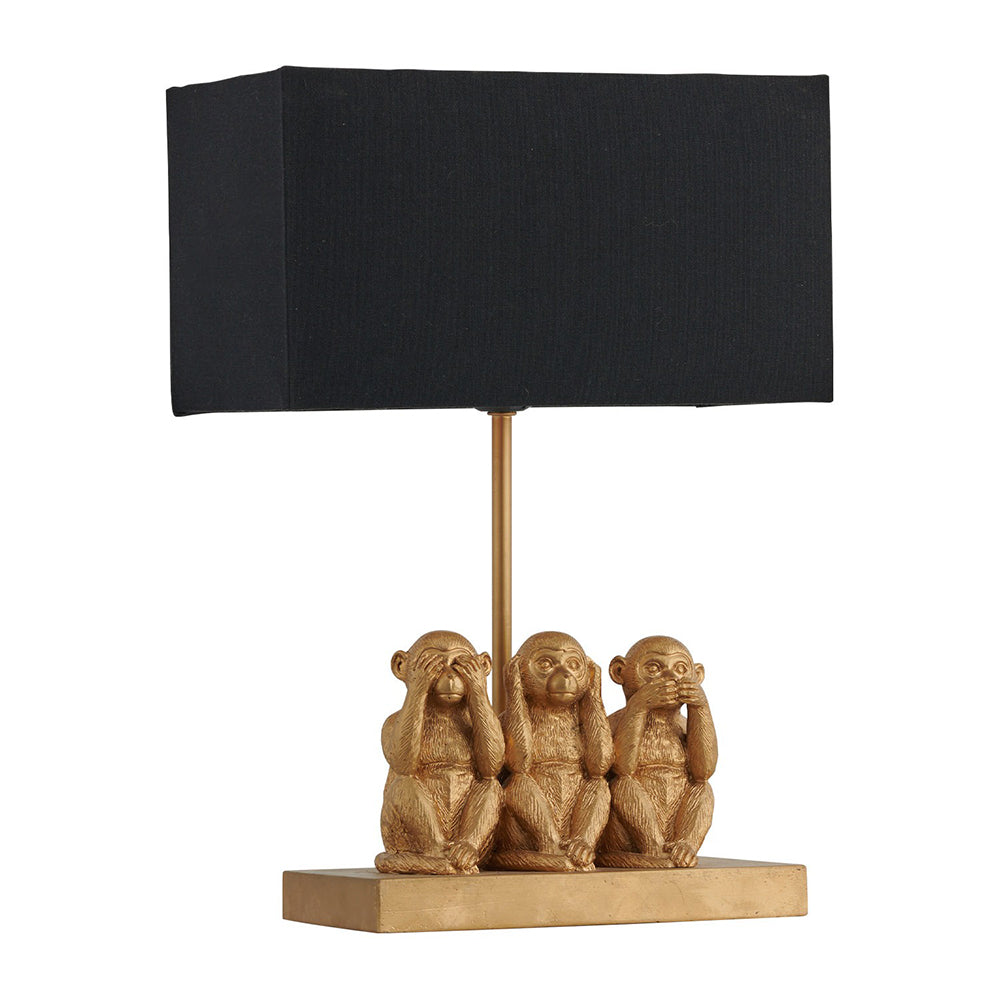 Buy Table Lamps Australia Three Wise Table Lamp Gold Iron / Black Fabric - LL-27-0225