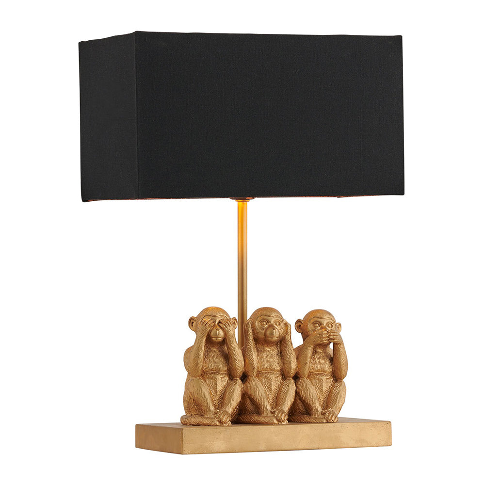 Buy Table Lamps Australia Three Wise Table Lamp Gold Iron / Black Fabric - LL-27-0225