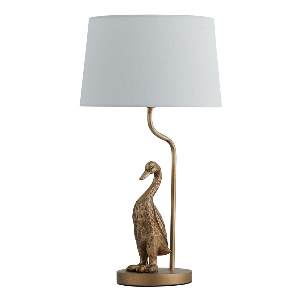 Duck Table Lamp Pewter Iron / Creem Fabric - LL-27-0226