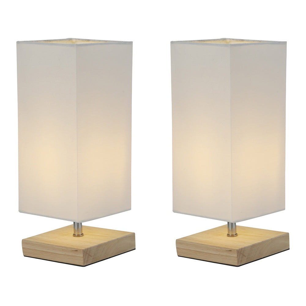 Buy Table Lamps Australia Mano Square Set of 2 Table Lamp White Fabric - LL-27-0233