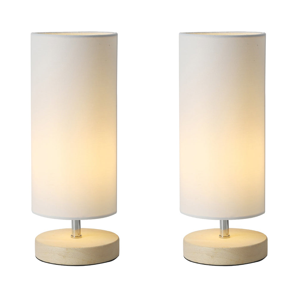 Mano Round Set of 2 Table Lamp White Fabric - LL-27-0234