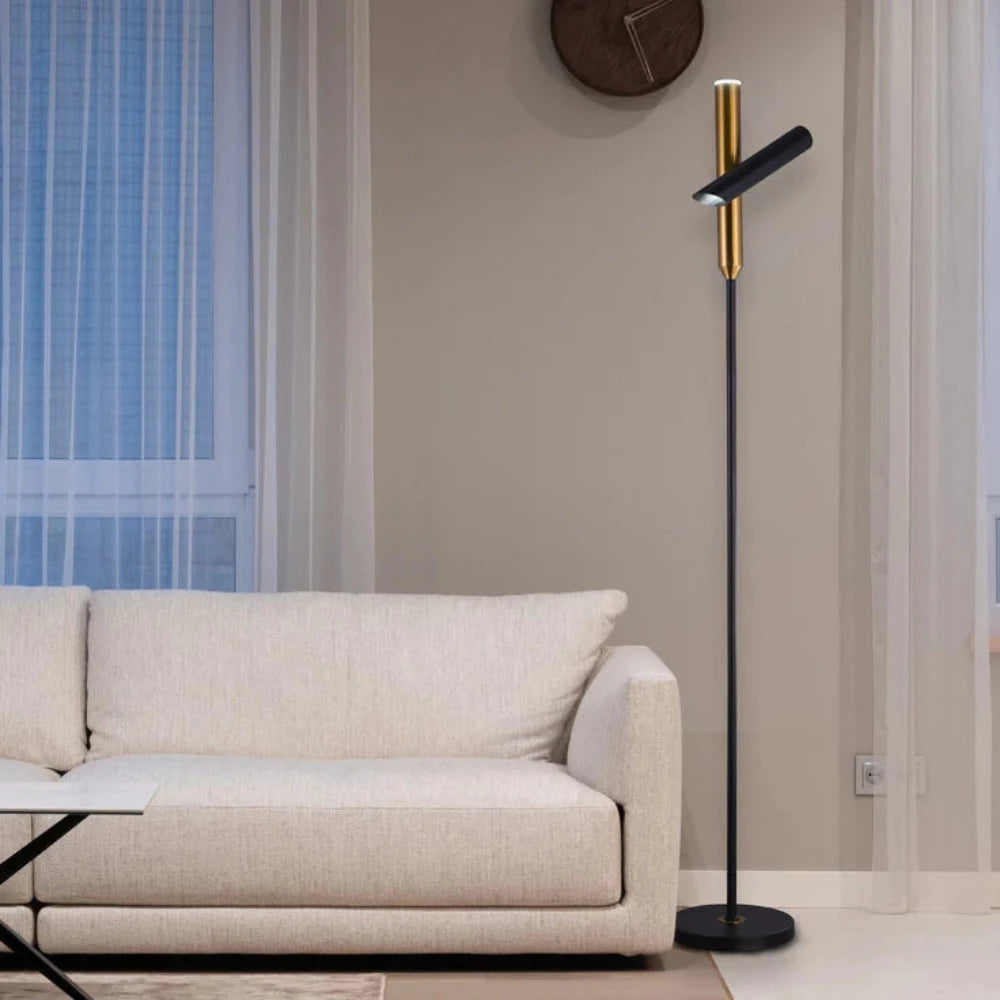 Buy Floor Lamps Australia Tinto Cylindrical LED Floor Lamp Black Metal - LL-LED-15B