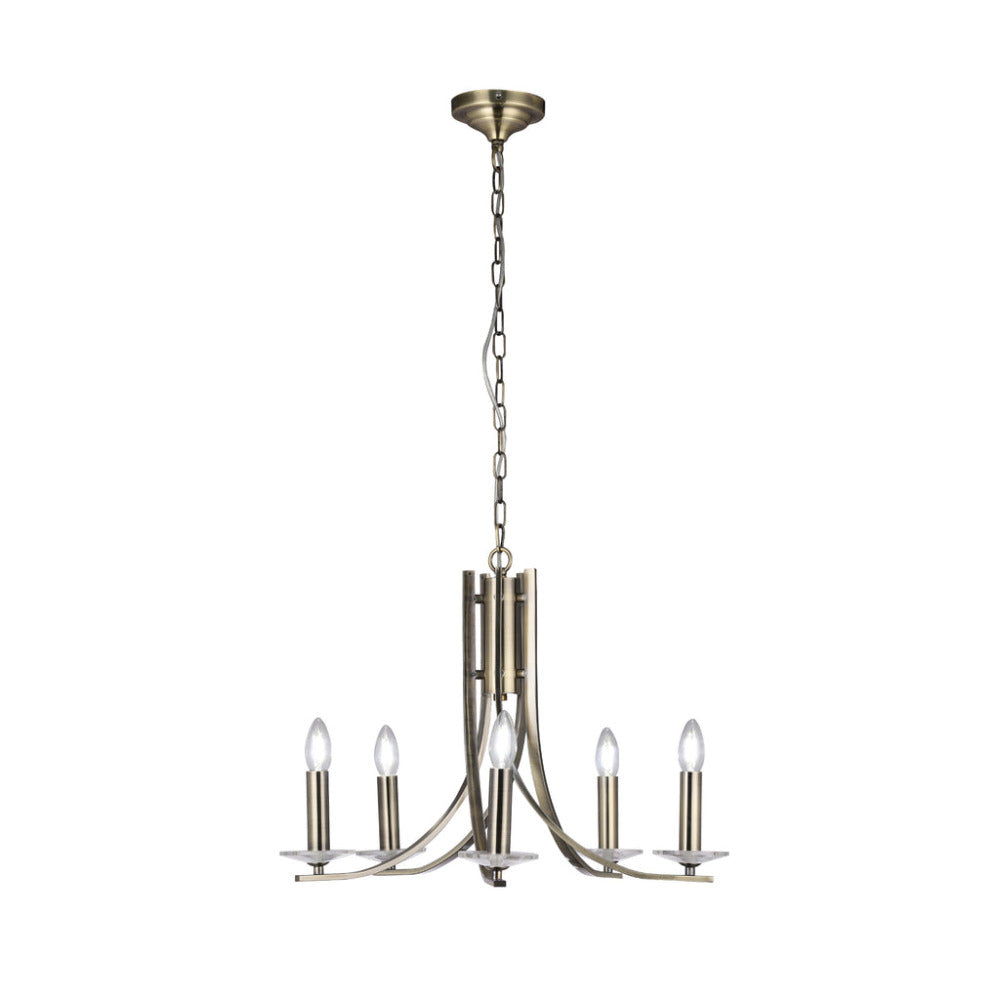 Corrine 5 Light Chandelier Antique Brass - LL002CH096AB