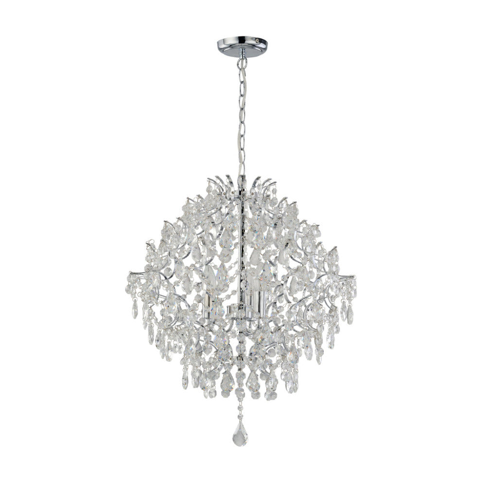 Baroque 3 Light Large Chandelier Chrome & Clear - LL002CH113L