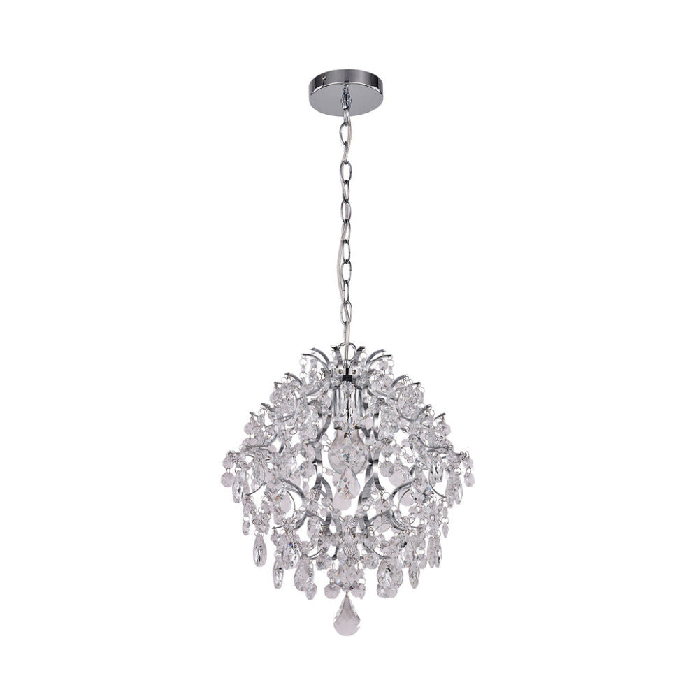 Baroque 1 Light Small Chandelier Chrome & Clear - LL002CH113S