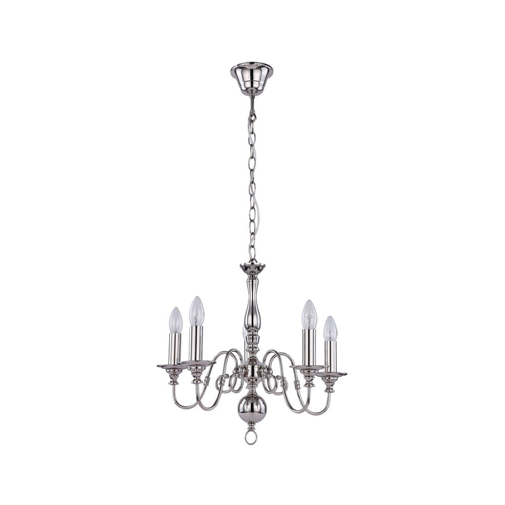 Buy Chandeliers Australia Ganeed Rustic 5 Light Small Chandelier Polished Nickel - LL002CH115S
