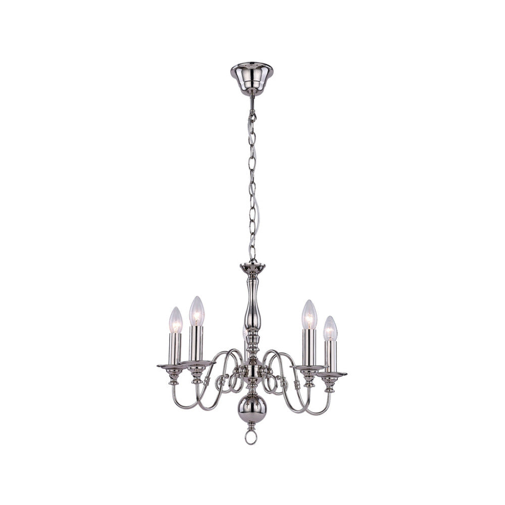 Ganeed Rustic 5 Light Small Chandelier Polished Nickel - LL002CH115S