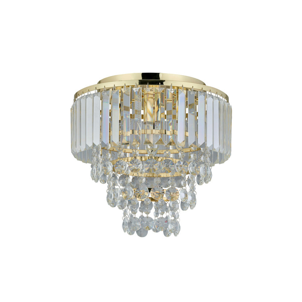 Buy Ceiling Crystals Australia Caia 3 Light Crystal Ceiling Light Gold - LL002CL121G