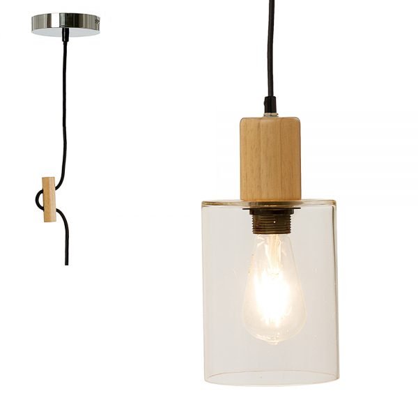 Buy Pendant Lights Australia Modern Glass and Wood Pendant Light - LL002PL022