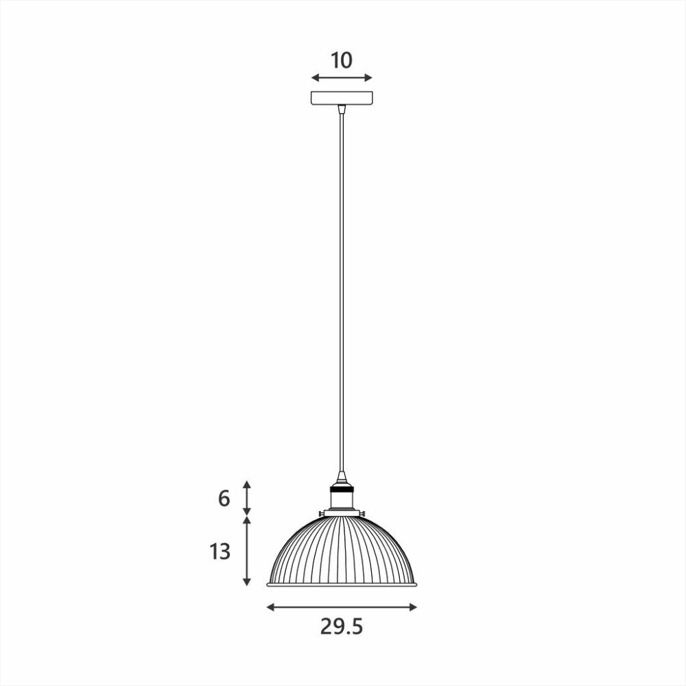 Tristan 1 Light Domed Glass Ribbed Pendant Amber - LL002PL056AM