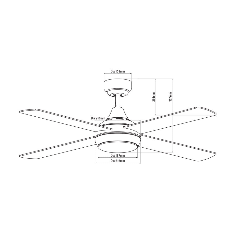 Buy AC Ceiling Fans With Light Australia Four Seasons Link 48" 4 Blade Ceiling Fan with 15W LED Tricolour Light Matt Black - FSL1243M