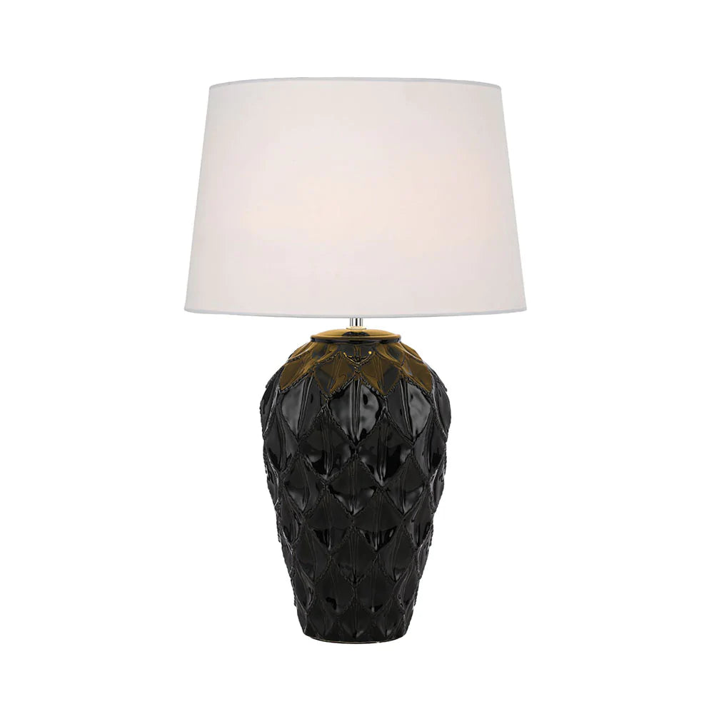 Buy Table Lamps Australia MADRID Table Lamp Black Ceramic / White Fabric - MADRID TL-BKWH