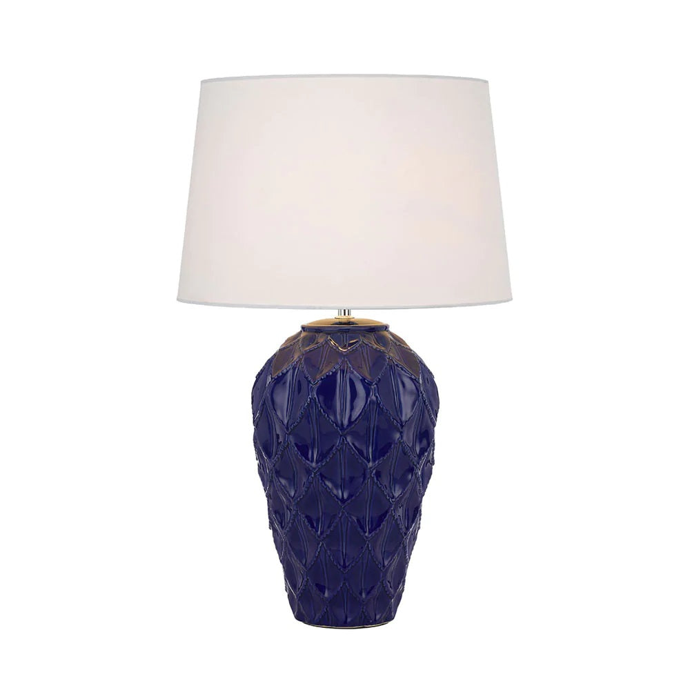 Buy Table Lamps Australia MADRID Table Lamp Blue Ceramic / White Fabric - MADRID TL-BLWH