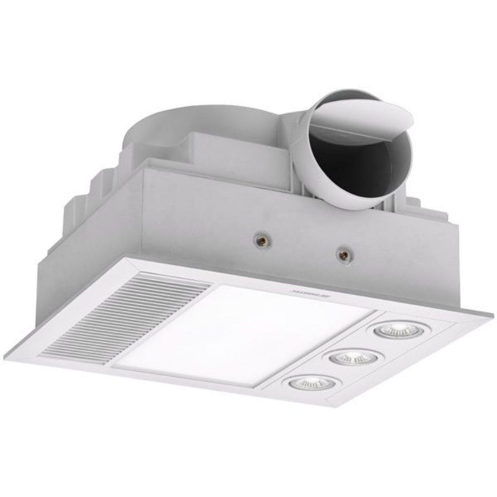 Buy 3 In 1 Bathroom Heaters Australia Linear Mini 1000W Halogen 3 in 1 Bathroom Heater & High Extraction Exhaust Fan with LED Light White - MBHM1000W