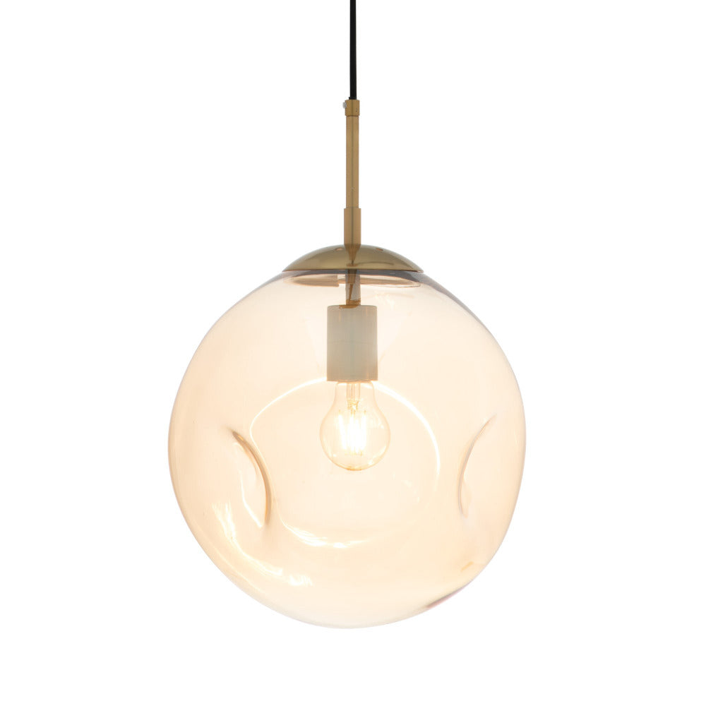 Paddington Pendant Light W300mm Brushed Brass Amber Glass - MPLS030L-AMB