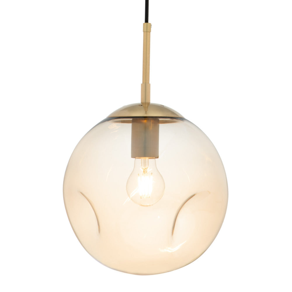 Paddington Pendant Light W250mm Brushed Brass Amber Glass - MPLS030S-AMB