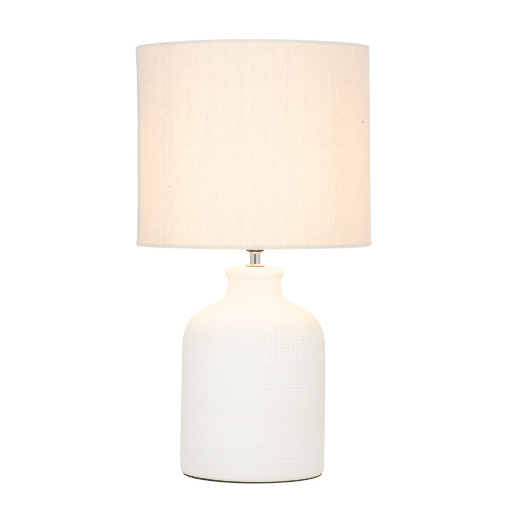 Buy Table Lamps Australia Maidstone Table Lamp White Ceramic / Natural Linen - MTBL033