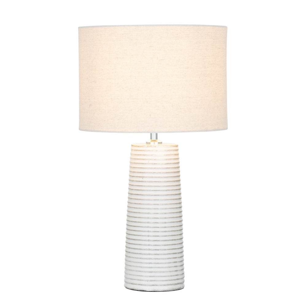 Rye Table Lamp White Ceramic / Natural Linen - MTBL038
