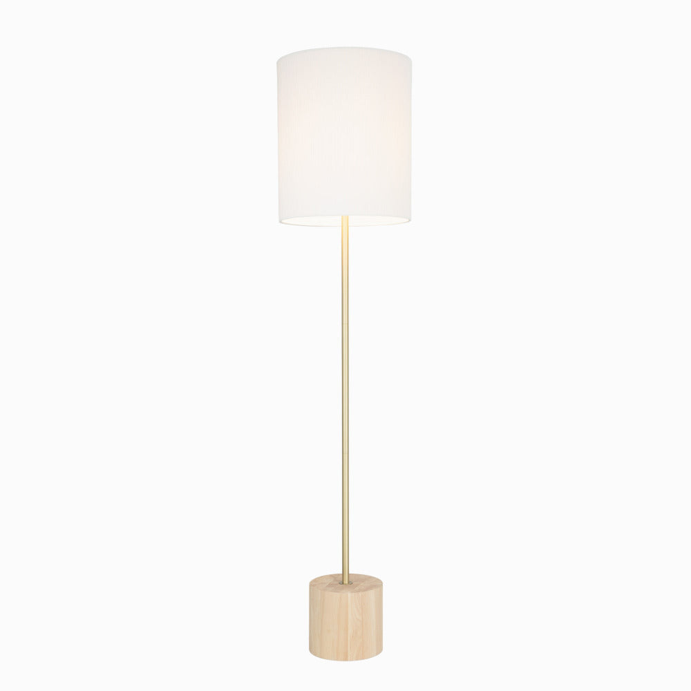 Flemington Floor Lamp Antique Brass / Natural Wood - MTFL036
