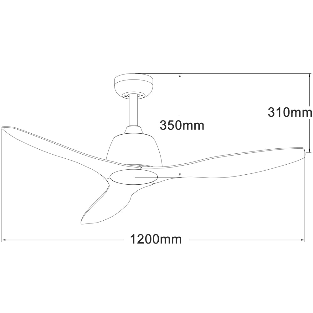 Buy AC Ceiling Fans Australia Elite 48" 3 ABS Blade Ceiling Fan Only Brushed Nickel Motor Bamboo Colour Blade - MEF133BB