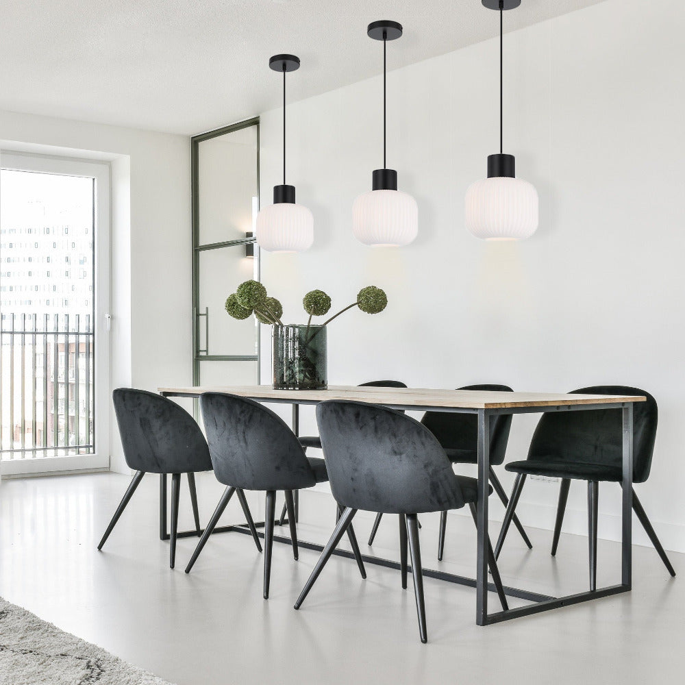 Buy Pendant Lights Australia Nori 20 1 Light Pendant Matt Black & Opal Matt - NORI PE20-BKOM