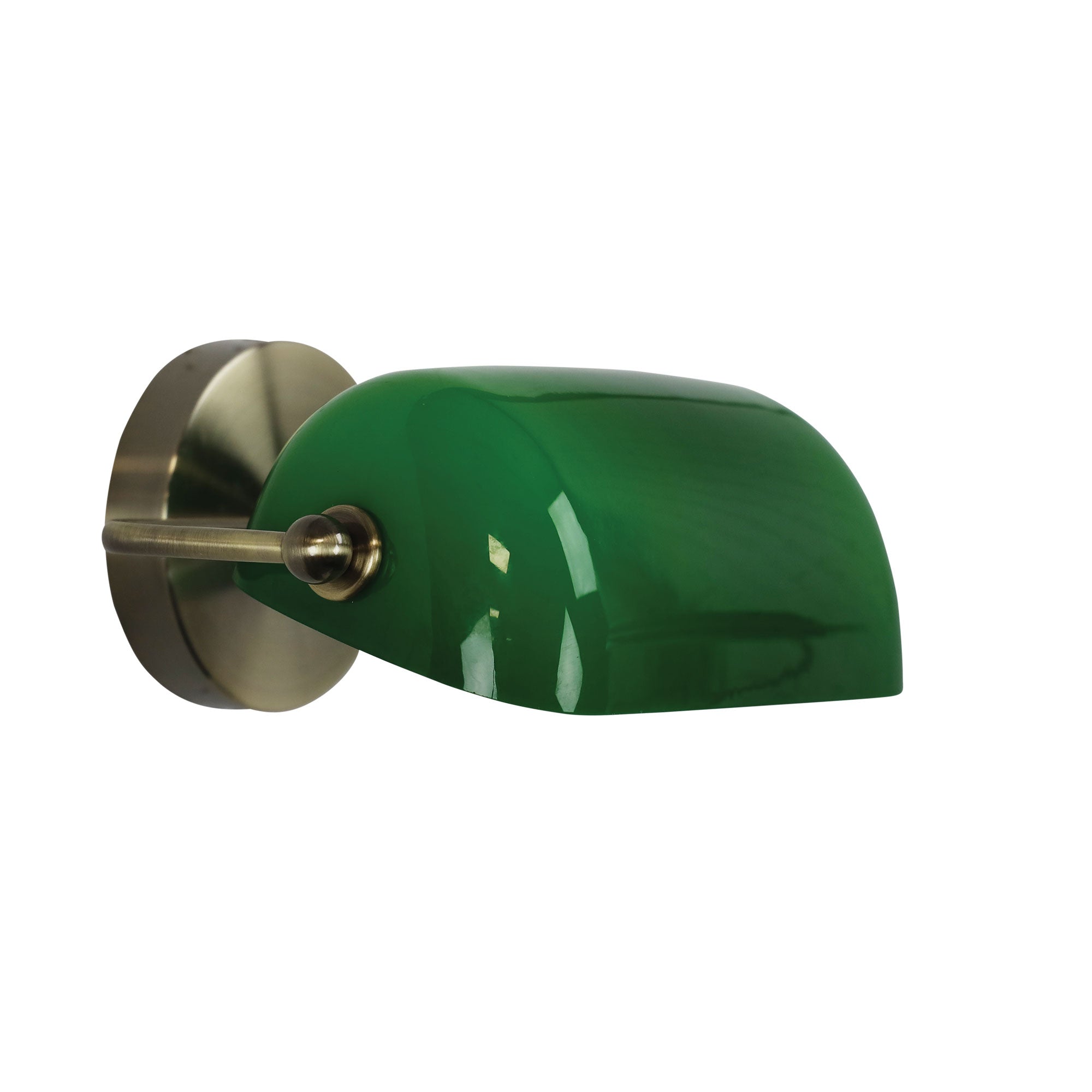 Buy Wall Sconce Australia Bankers Wall Light Antique Brass & Green Glass - OL50401AB