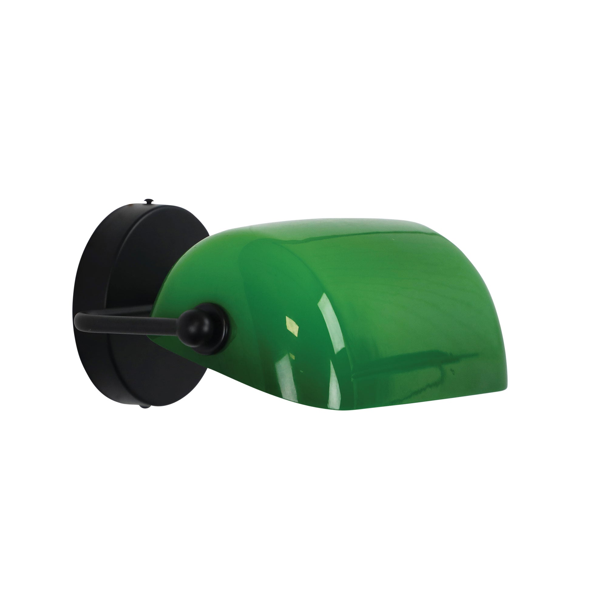 Buy Wall Sconce Australia Bankers Wall Light Black & Green Glass - OL50401BK