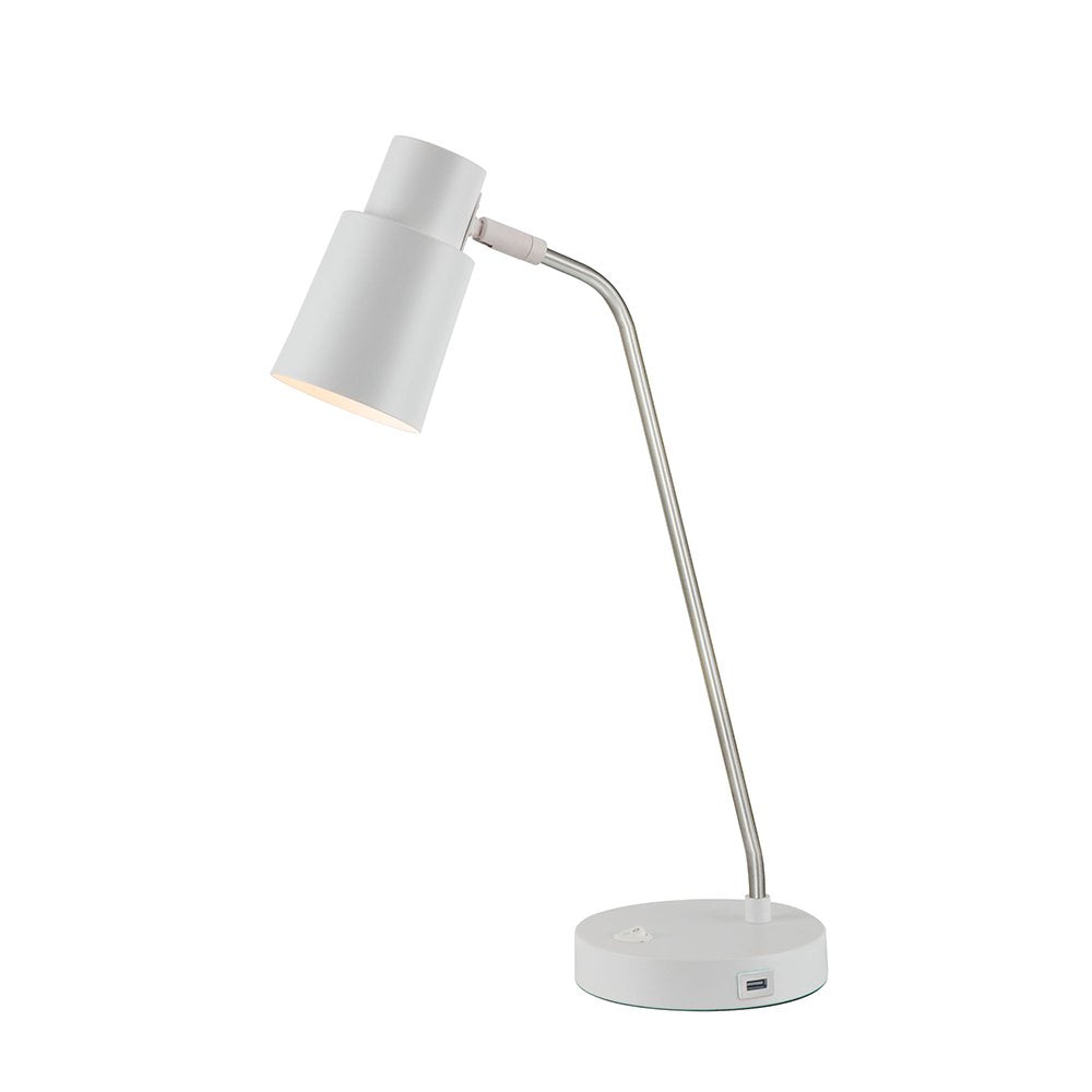 Buy Desk Lamps Australia Rik 1 Light Desk Lamp With USB White & Brushed Chrome - OL93911BC