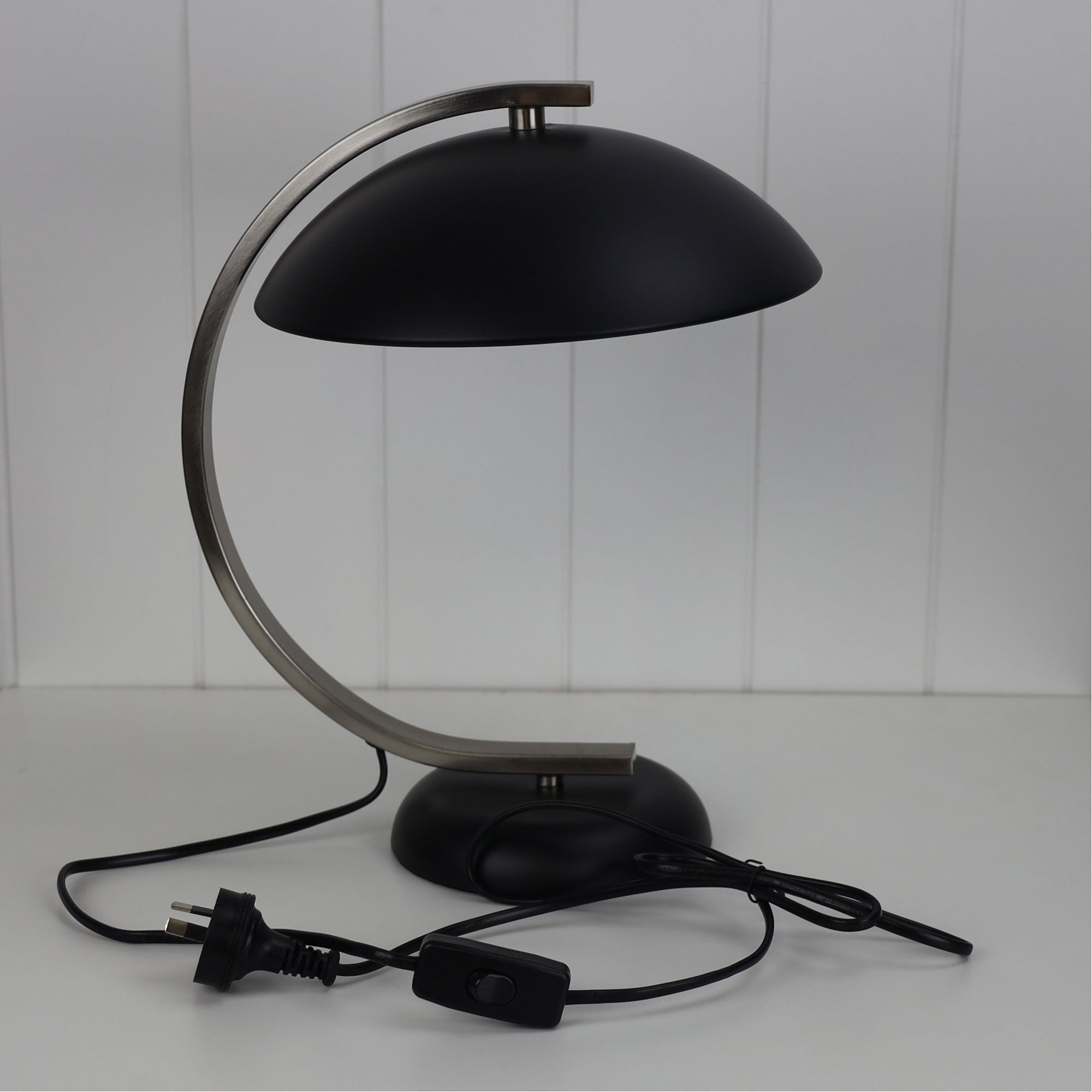 Deco 1 Light Desk Lamp Matt Black / Brushed Chrome - OL93941BC
