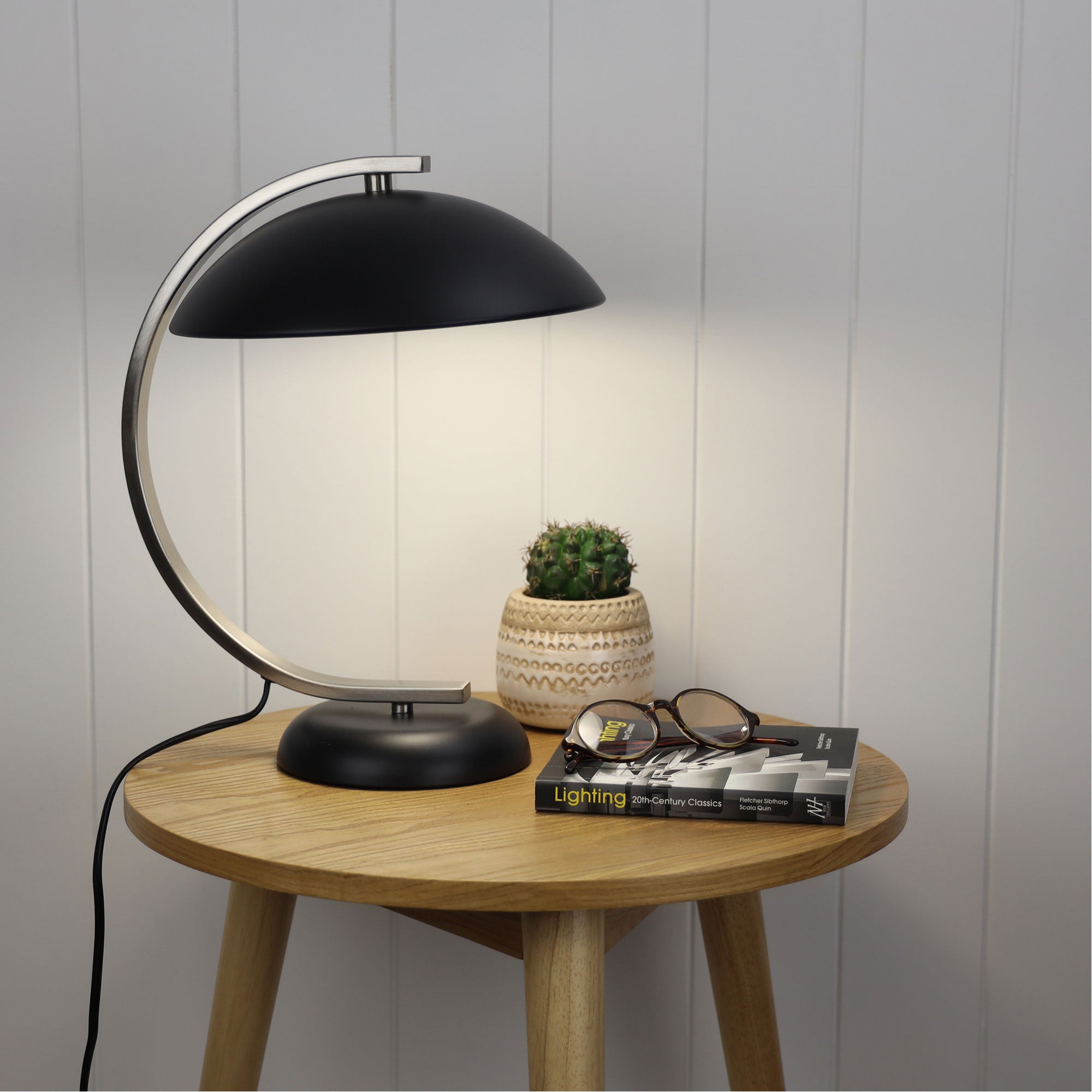 Deco 1 Light Desk Lamp Matt Black / Brushed Chrome - OL93941BC