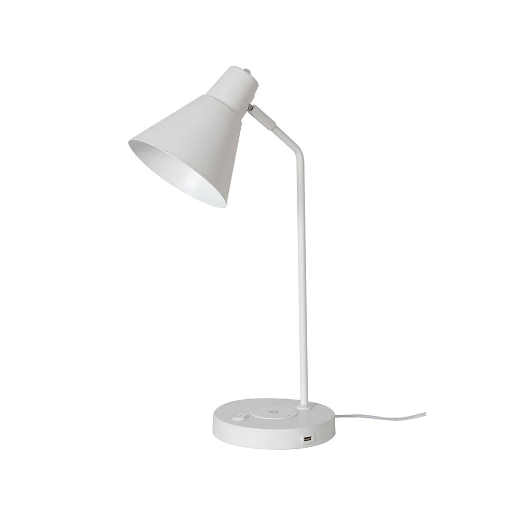 Targa 1 Light Desk Lamp White With USB - OL93952WH