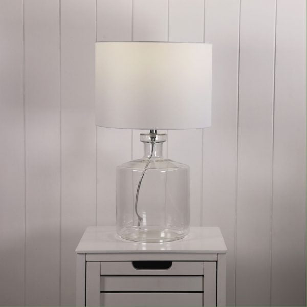 Buy Table Lamps Australia Fermo Table Lamp Clear Glass White Cotton - OL95713CL