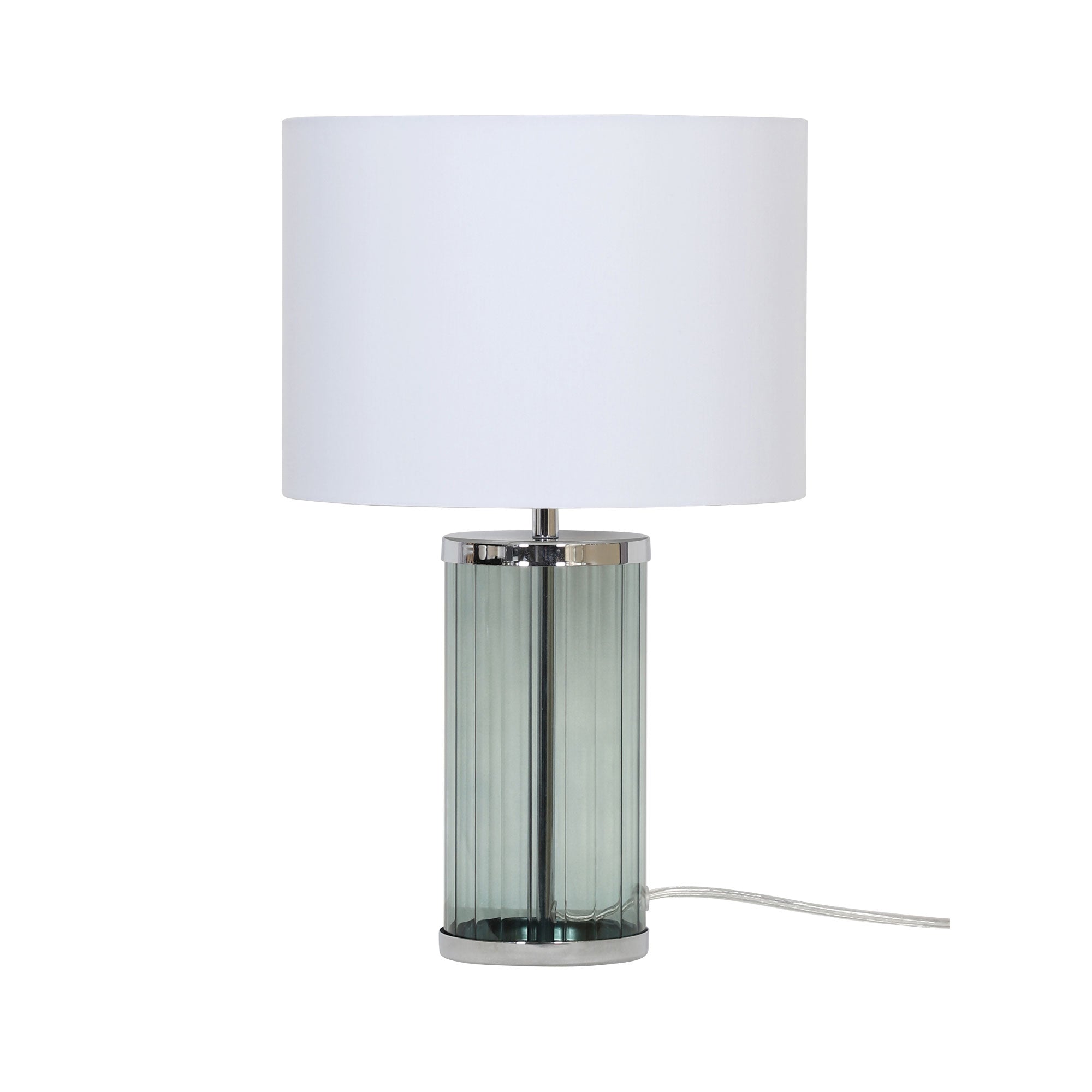 Nizio Table Lamp Green Glass White Cotton - OL95715GN