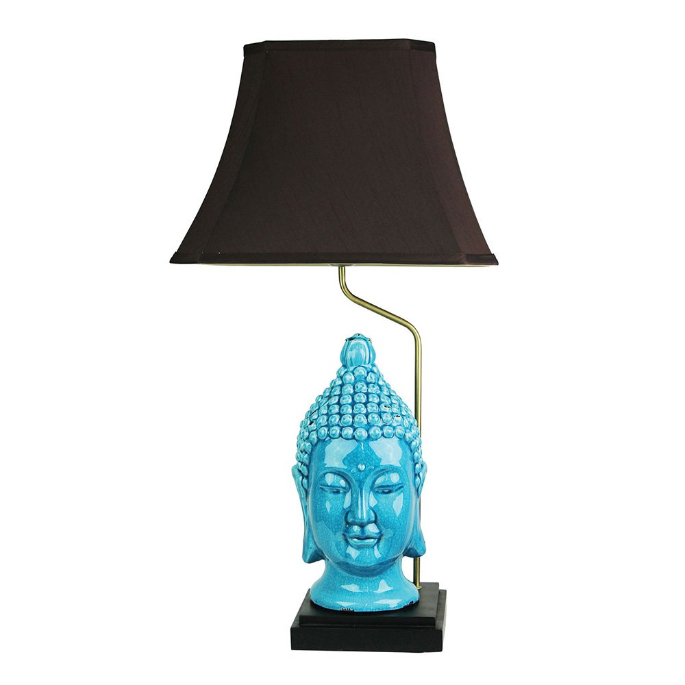 Jade Buddha Head Chinese 1 Light Table Lamp With Shade - OL96963
