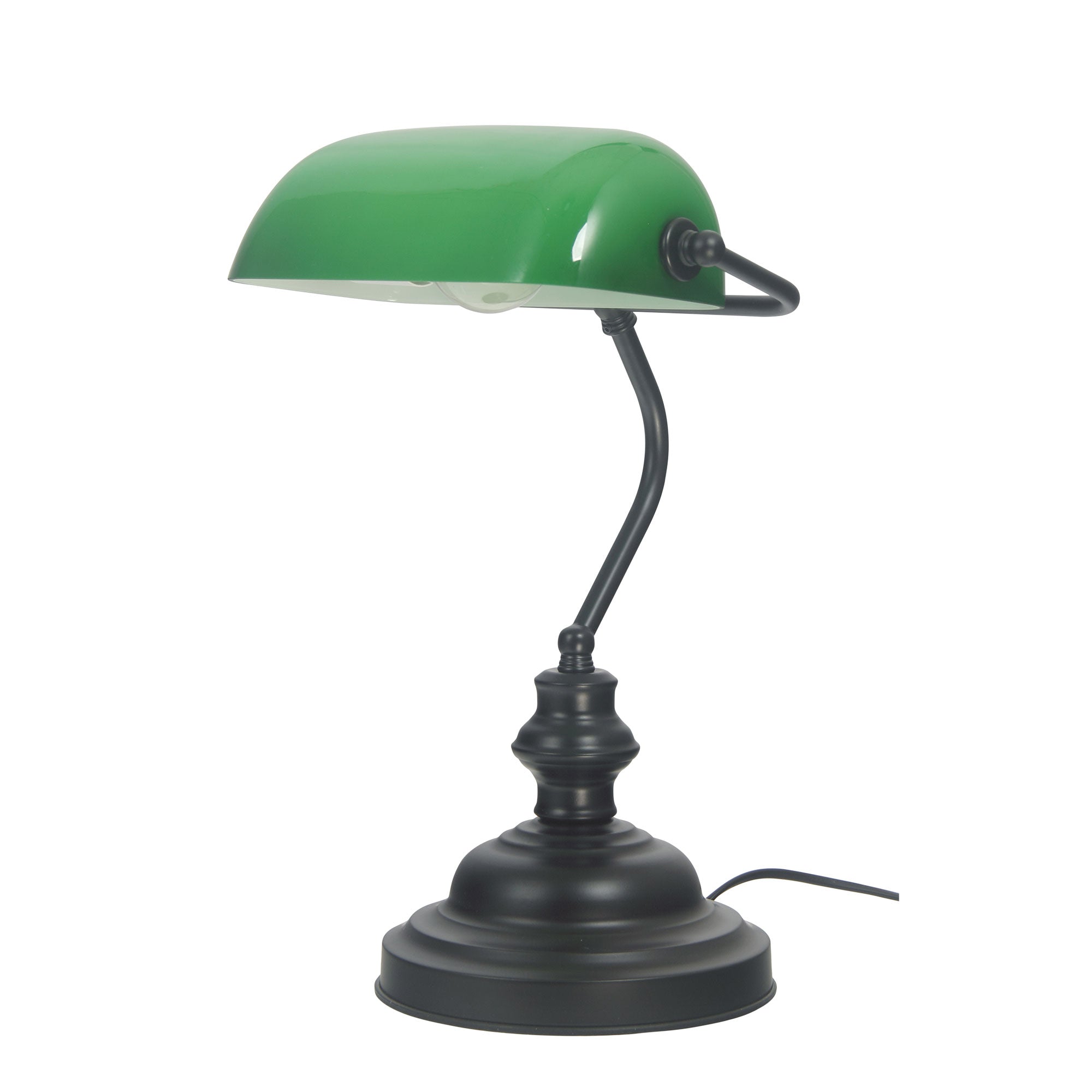 Bankers 1 Light Desk Lamp Black & Green - OL99441BK
