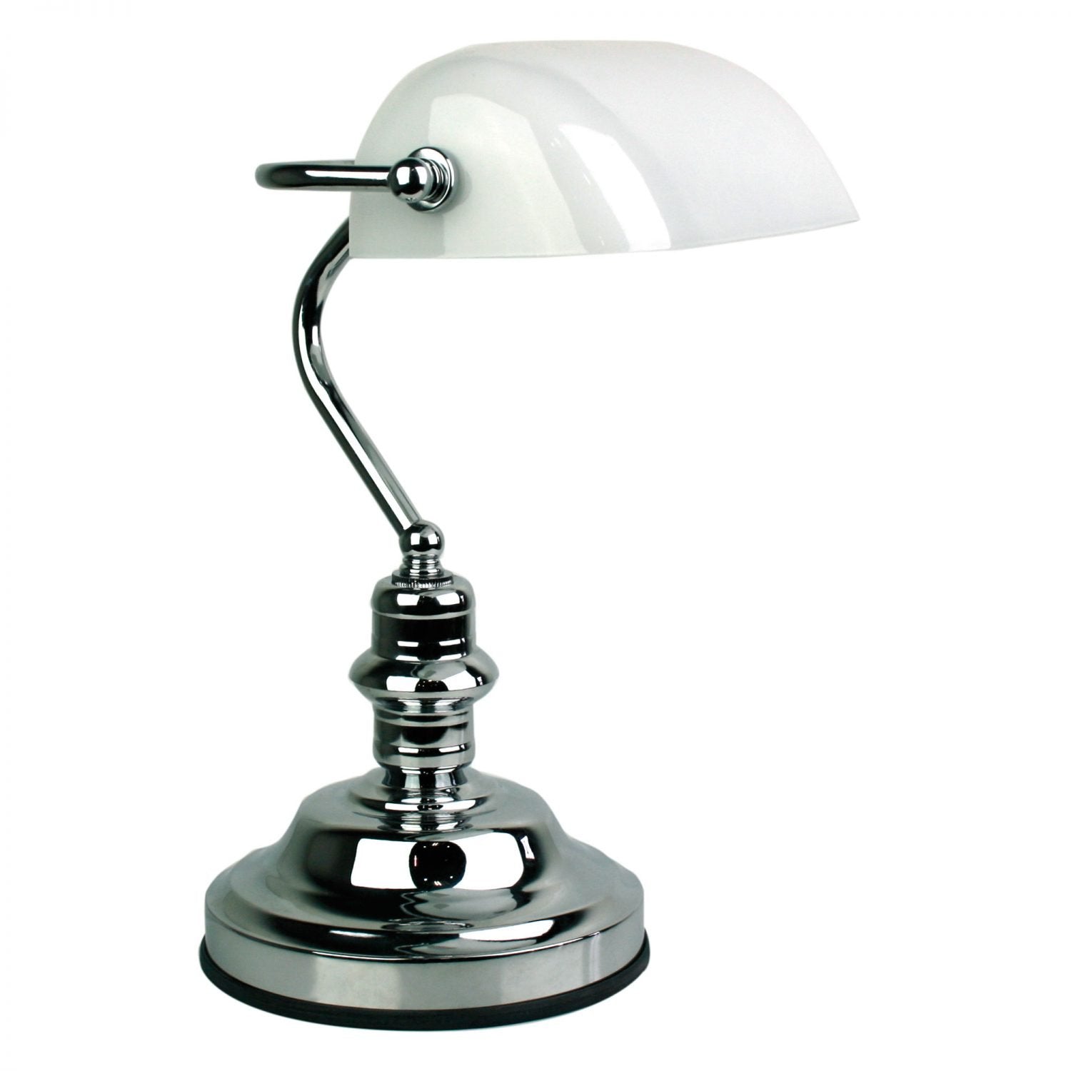 Bankers 1 Light Table Lamp Touch Chrome & Gloss Opal - OL99458CH