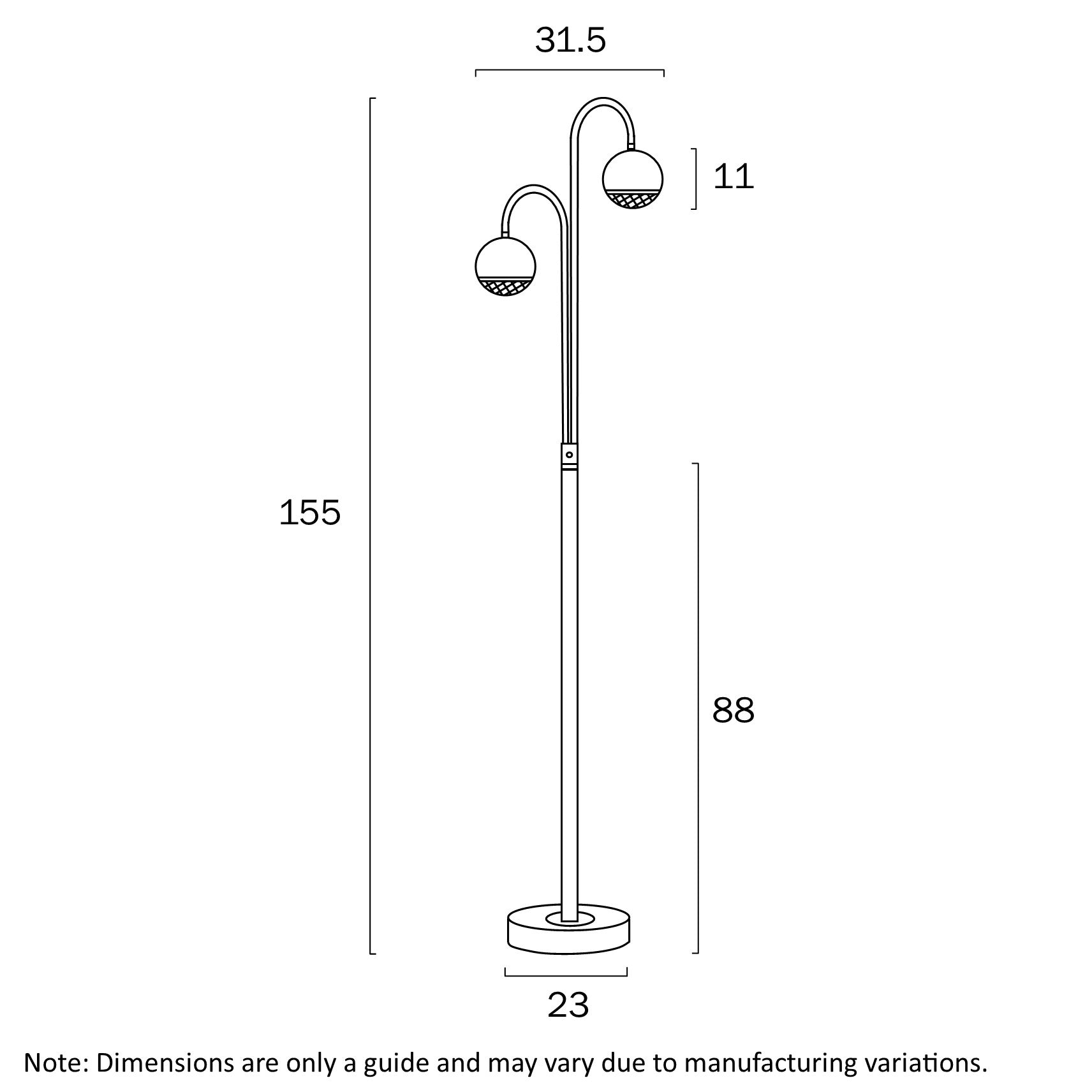 Buy Floor Lamps Australia Oneta Floor Lamp 2 Lights White Matt Iron Clear Acrylic - ONETA FL2-WHCL